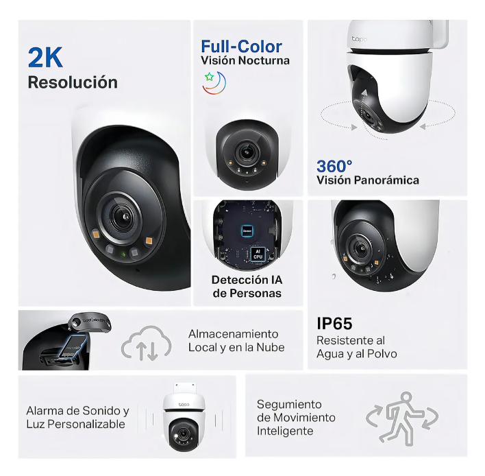 Câmera de segurança WiFi TP-Link Tapo C510w 3mp Outdoor 2k 2,4 GHz Swivel 360 Night Vision de até 30 metros