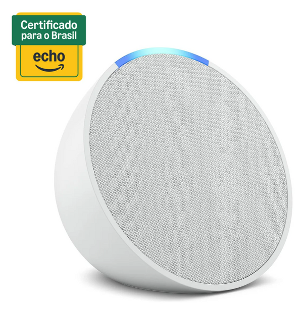 Echo Pop Smart speaker Amazon compacto com som envolvente e Alexa Cor Branca