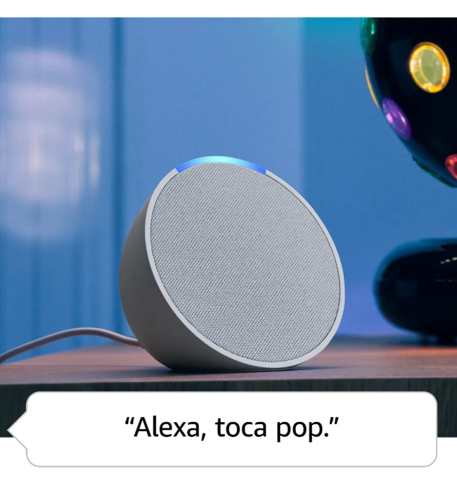 Echo Pop Smart speaker Amazon compacto com som envolvente e Alexa Cor Branca