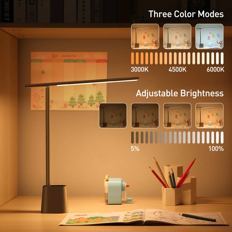 Baseus – Lâmpada de Mesa LED Inteligente, Proteção para os Olhos, Brilho Regulável, Dobrável e Luz Adaptativa