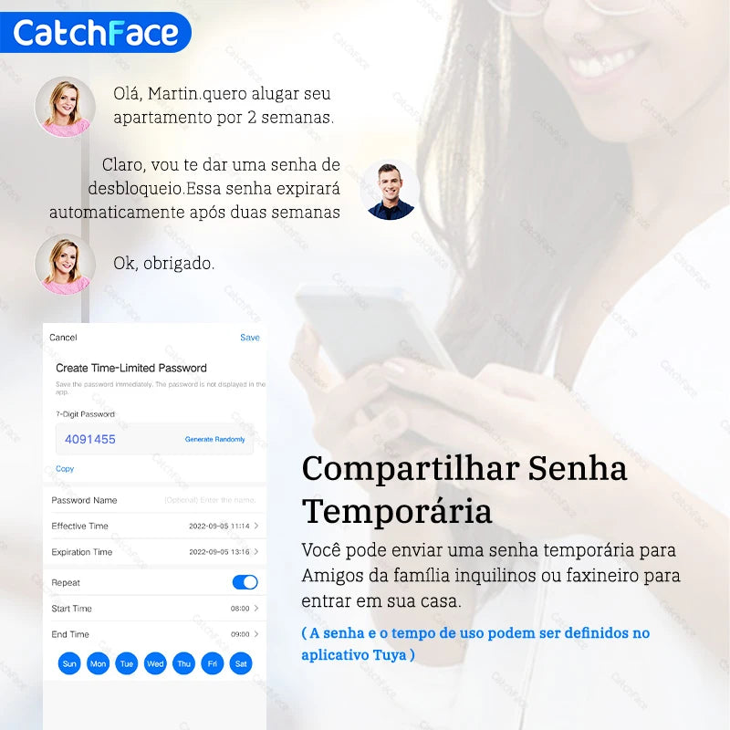 Fechadura Digital Inteligente Catchface K8 – Wi-Fi, Biometria, Senha, Cartão e App Tuya