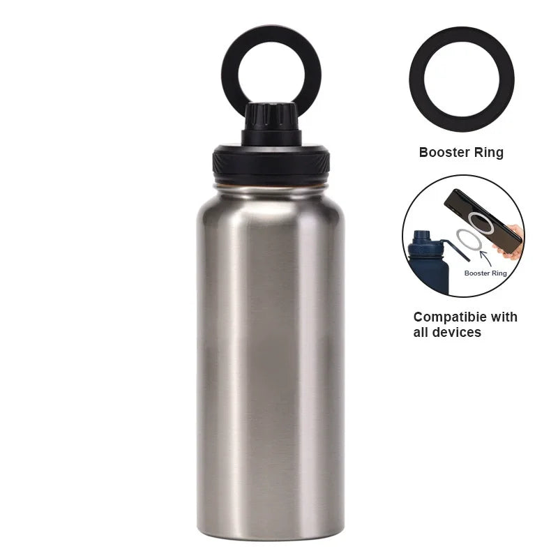 Garrafa Térmica PuraCool 1000ml Personalizável – Inox com Suporte Magnético para Celular MagSafe