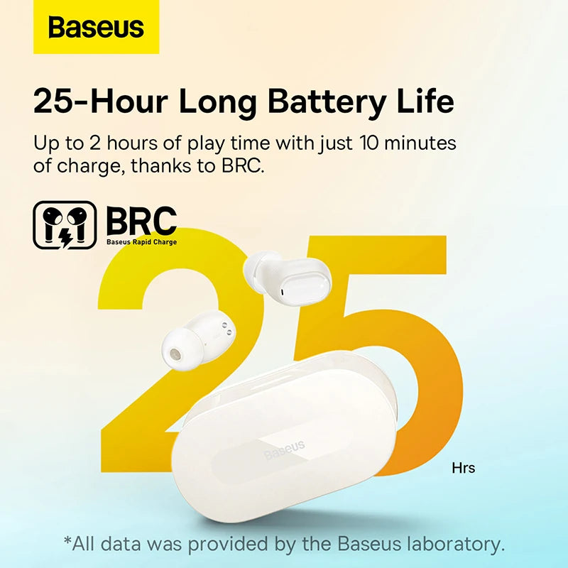 Baseus Bowie EZ10 – Fones Bluetooth 5.3, Som Hi-Fi, Baixa Latência 0,06s, Carga Rápida