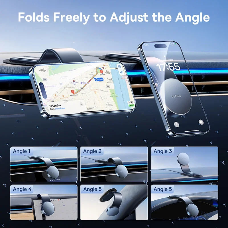Baseus – Suporte Magnético para Celular de Carro, Fixação Fácil, Compatível com iPhone 13/14/15, Console e Painel