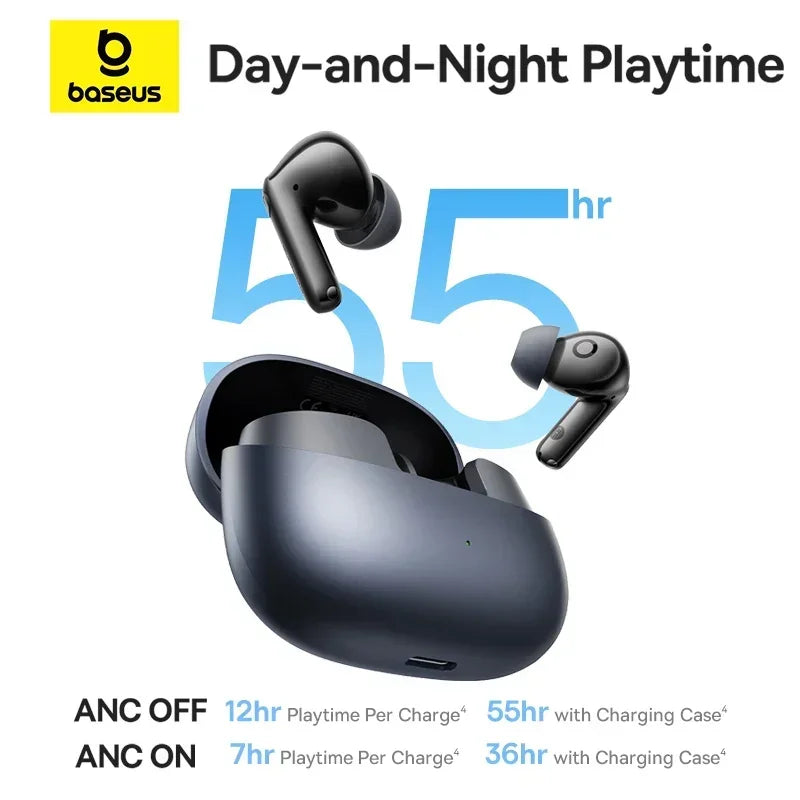 Baseus EP10 Pro – Fones Bluetooth ANC 50dB, 6 Microfones, Hi-Res LDAC, IP55 e Som Adaptativo em Tempo Real