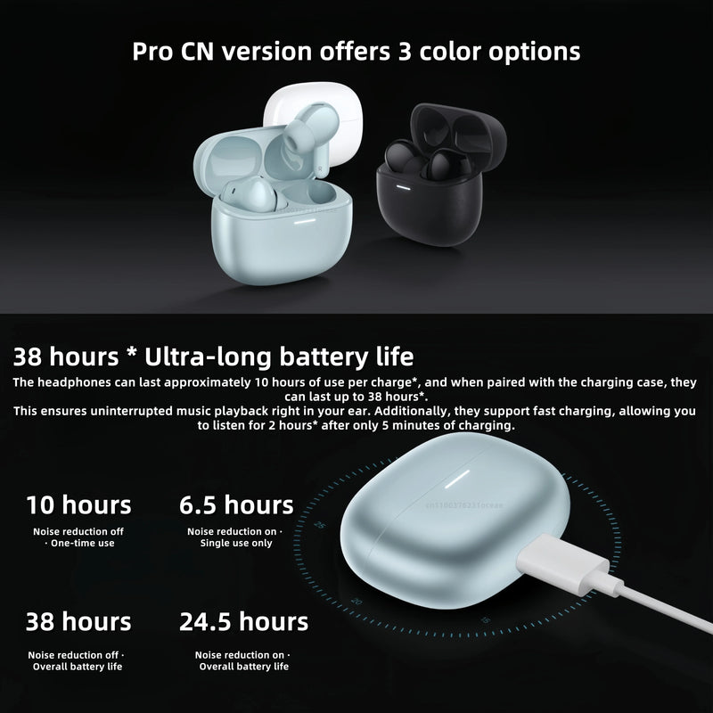 Xiaomi Redmi Buds 5 Pro – Fones Bluetooth TWS, Cancelamento de Ruído e Chamadas Anti-Vento