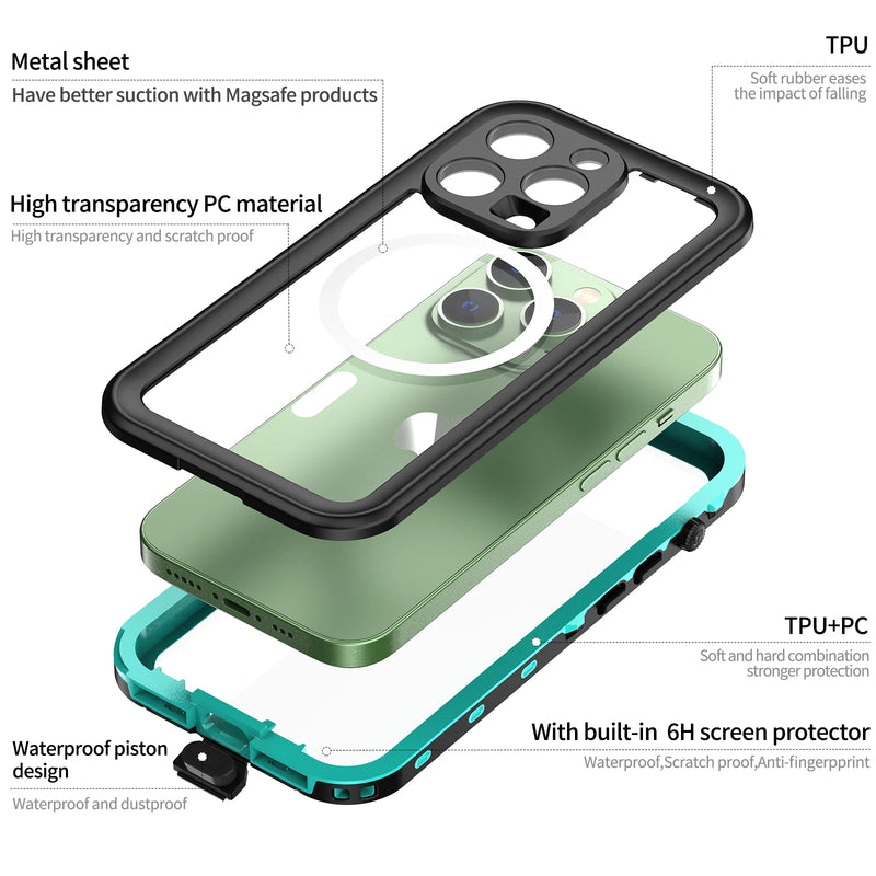ShellBox – Capa Impermeável IP68 para iPhone, Proteção 360°, À Prova de Poeira, Suporte para Carga Magnética e Mergulho Subaquático