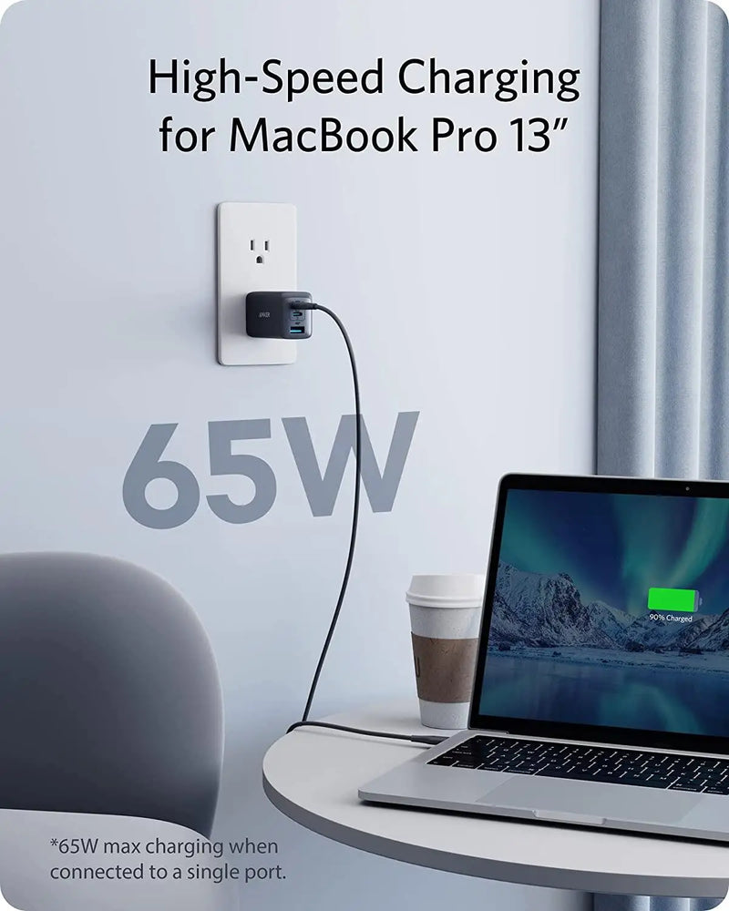 Anker GaN II 65W – Carregador Rápido Compacto PPS, USB-C e Dobrável