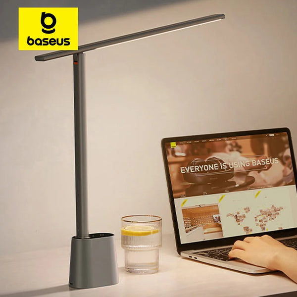 Baseus – Lâmpada de Mesa LED Inteligente, Proteção para os Olhos, Brilho Regulável, Dobrável e Luz Adaptativa