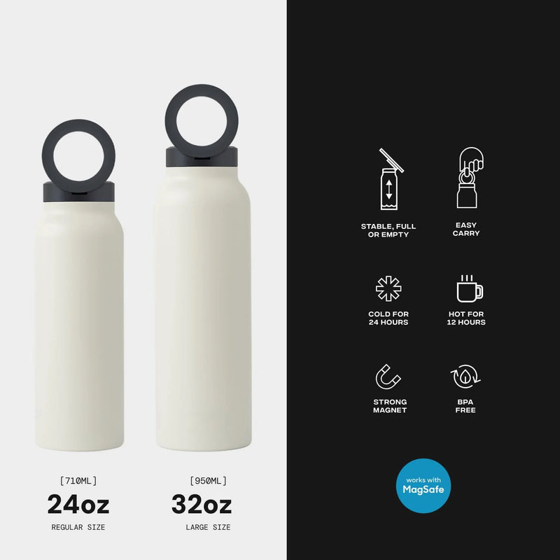 Garrafa Térmica Inox Ringo 2 em 1 – Isolamento 12h + Suporte Magnético para Celular 360°