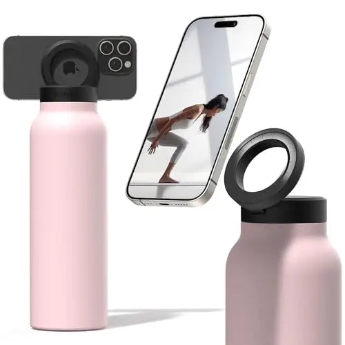 Garrafa Térmica Inox Ringo 2 em 1 – Isolamento 12h + Suporte Magnético para Celular 360°