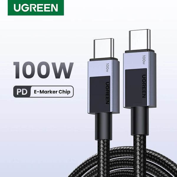 UGREEN USB-C para USB-C 100W – Cabo de Carregamento Rápido 5A