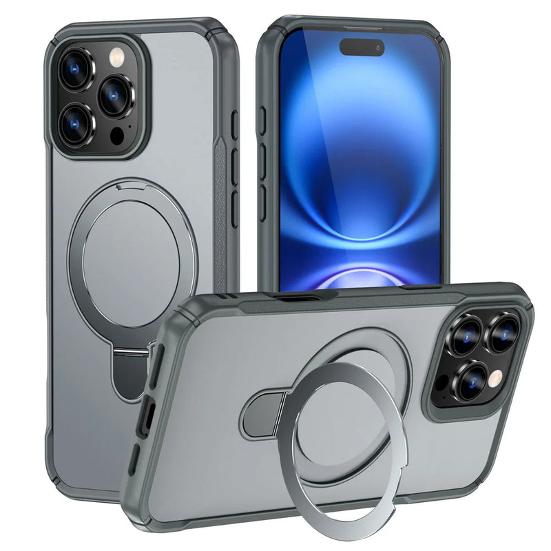 Capa MagSafe – Case Magnética Dobrável para iPhone 11 a 17, Suporte Integrado, Carga Sem Fio e Acabamento Antiderrapante