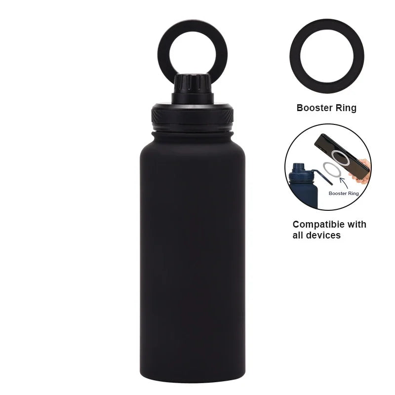 Garrafa Térmica PuraCool 1000ml Personalizável – Inox com Suporte Magnético para Celular MagSafe