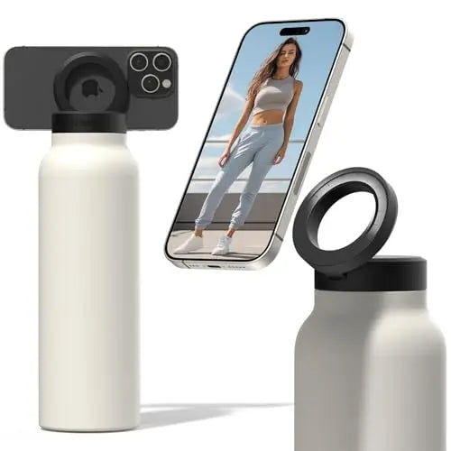 Garrafa Térmica Inox Ringo 2 em 1 – Isolamento 12h + Suporte Magnético para Celular 360°