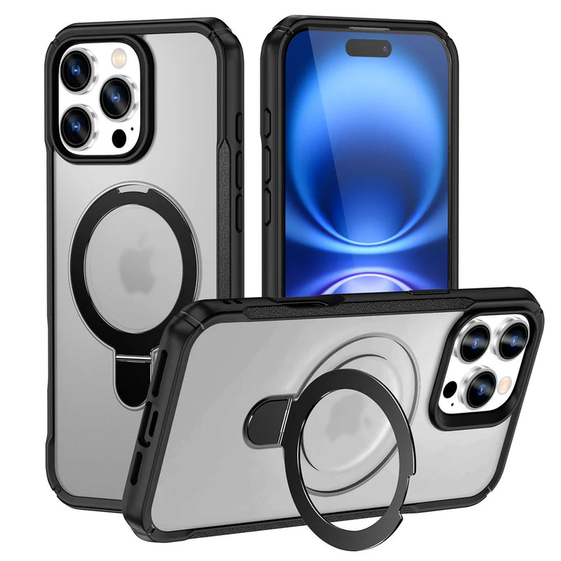 Capa MagSafe – Case Magnética Dobrável para iPhone 11 a 17, Suporte Integrado, Carga Sem Fio e Acabamento Antiderrapante
