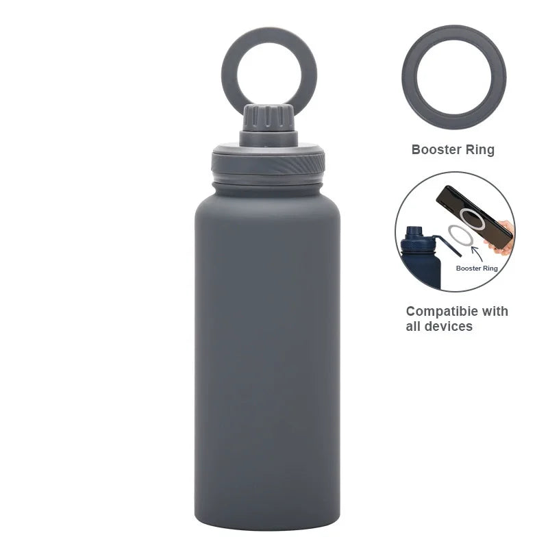 Garrafa Térmica PuraCool 1000ml Personalizável – Inox com Suporte Magnético para Celular MagSafe