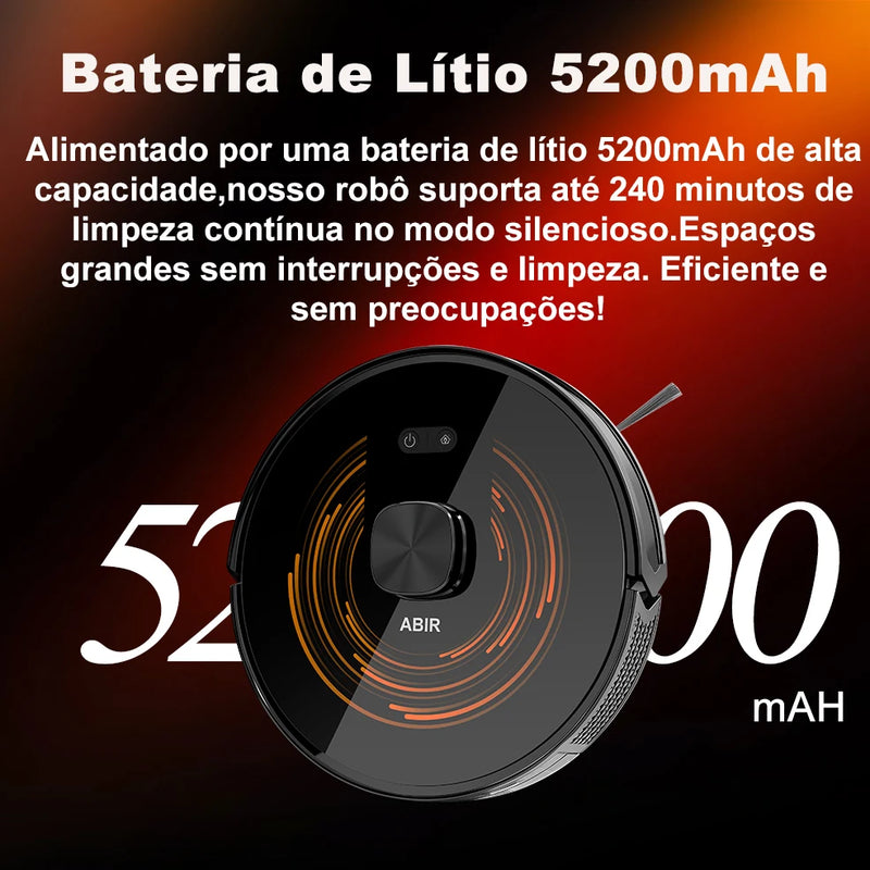 Robô Aspirador de Pó Inteligente ABIR K30 4 em 1 – Varre, Aspira, Passa Pano e Esvaziamento Automático