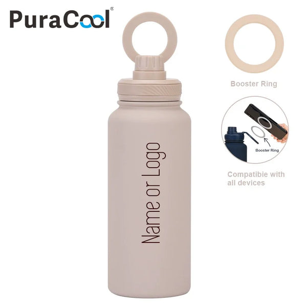 Garrafa Térmica PuraCool 1000ml Personalizável – Inox com Suporte Magnético para Celular MagSafe