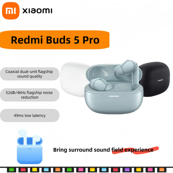 Xiaomi Redmi Buds 5 Pro – Fones Bluetooth TWS, Cancelamento de Ruído e Chamadas Anti-Vento