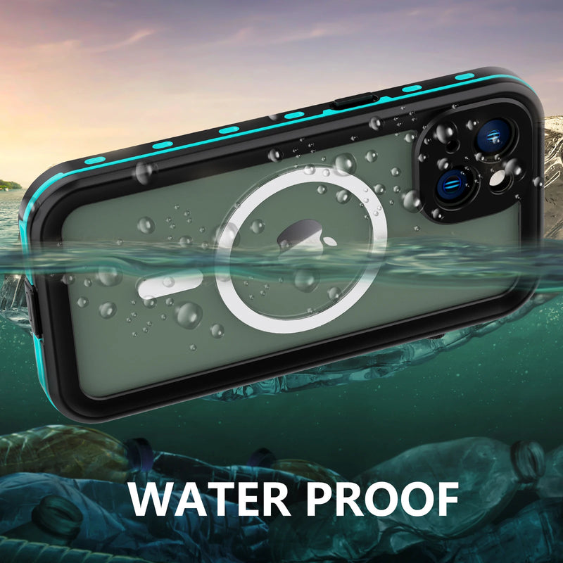 ShellBox – Capa Impermeável IP68 para iPhone, Proteção 360°, À Prova de Poeira, Suporte para Carga Magnética e Mergulho Subaquático