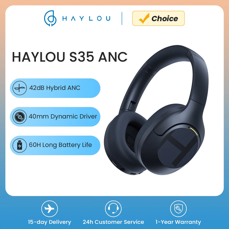 Haylou S35 ANC – Headset Bluetooth Over-Ear, ANC 42dB, Drivers Dinâmicos 40mm
