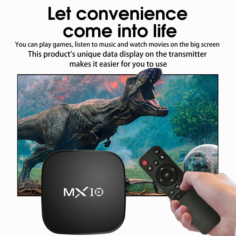 MX10 Android TV Box – Smart Box com Wi-Fi, HDMI 2.1 e Bluetooth | 8GB de Armazenamento e Sistema Android TV
