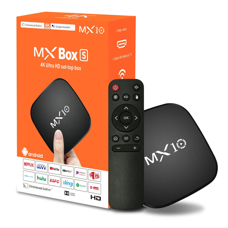 MX10 Android TV Box – Smart Box com Wi-Fi, HDMI 2.1 e Bluetooth | 8GB de Armazenamento e Sistema Android TV