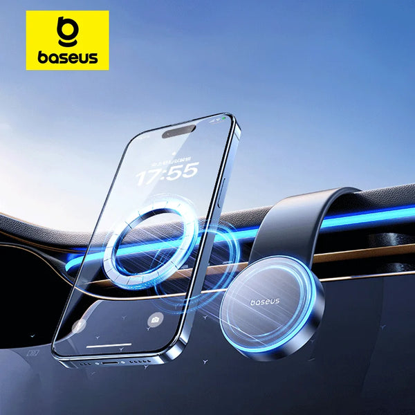 Baseus – Suporte Magnético para Celular de Carro, Fixação Fácil, Compatível com iPhone 13/14/15, Console e Painel