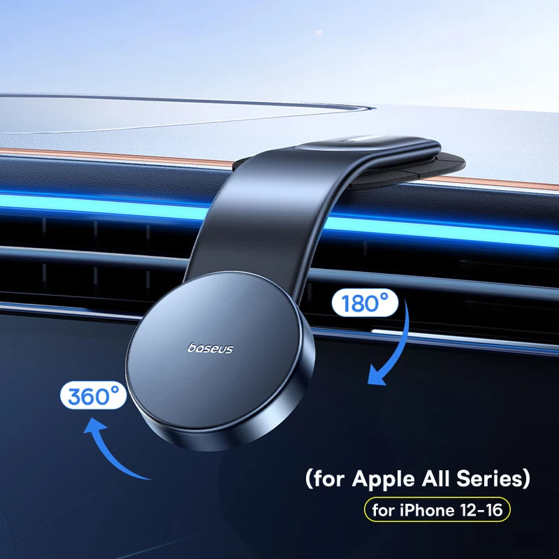 Baseus – Suporte Magnético para Celular de Carro, Fixação Fácil, Compatível com iPhone 13/14/15, Console e Painel
