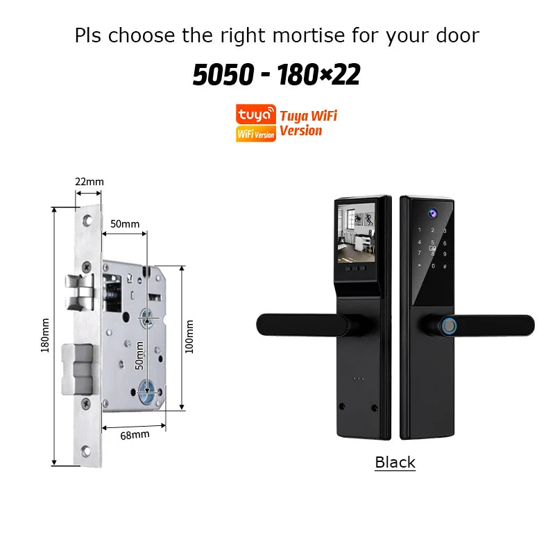 Fechadura Digital Inteligente Catchface K8 – Wi-Fi, Biometria, Senha, Cartão e App Tuya