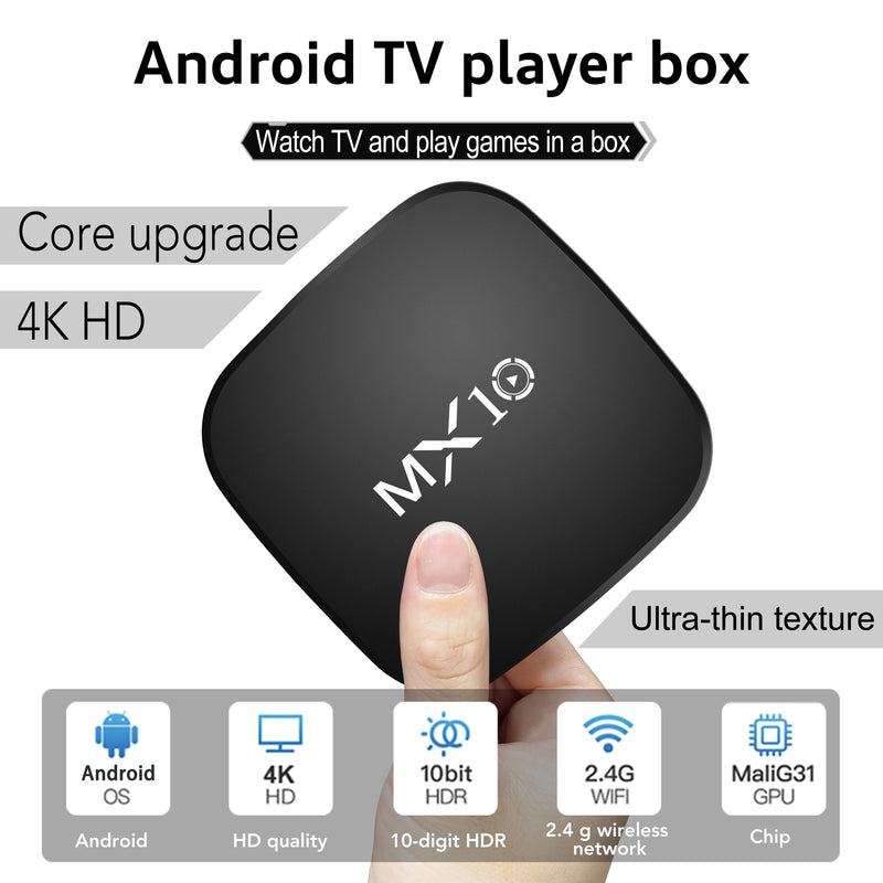 MX10 Android TV Box – Smart Box com Wi-Fi, HDMI 2.1 e Bluetooth | 8GB de Armazenamento e Sistema Android TV
