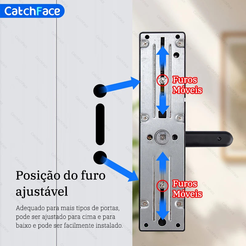 Fechadura Digital Inteligente Catchface K8 – Wi-Fi, Biometria, Senha, Cartão e App Tuya