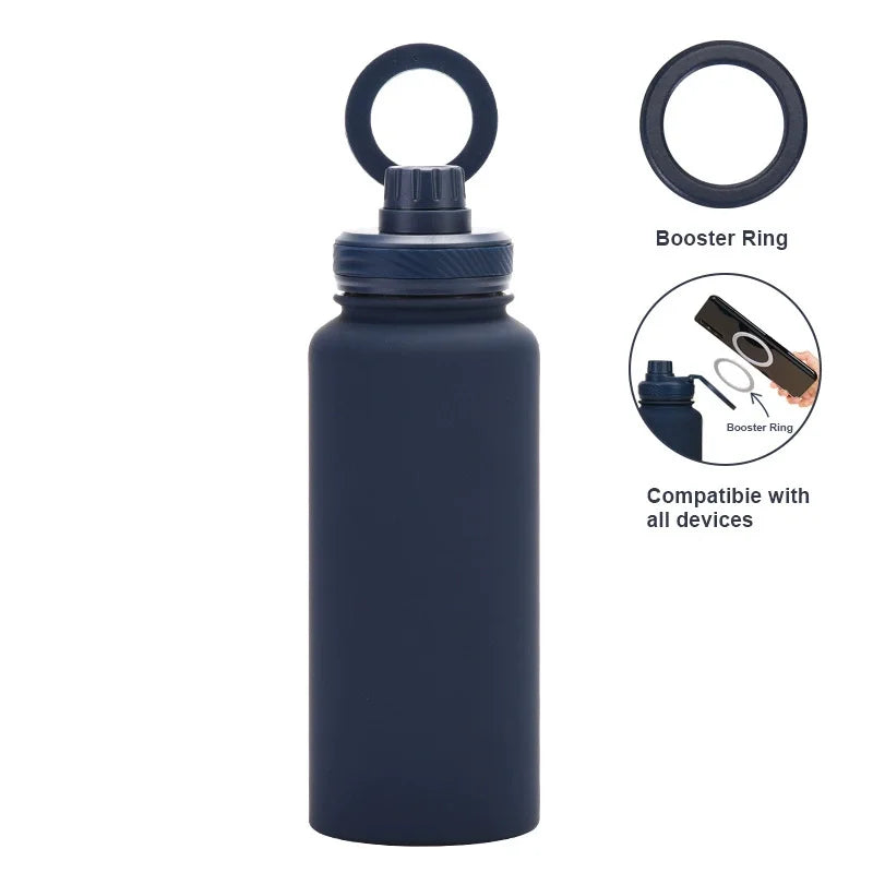 Garrafa Térmica PuraCool 1000ml Personalizável – Inox com Suporte Magnético para Celular MagSafe
