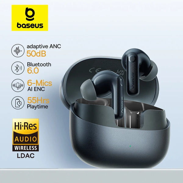 Baseus EP10 Pro – Fones Bluetooth ANC 50dB, 6 Microfones, Hi-Res LDAC, IP55 e Som Adaptativo em Tempo Real