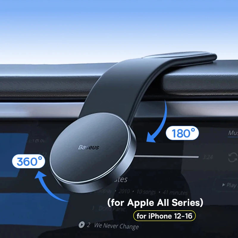 Baseus – Suporte Magnético para Celular de Carro, Fixação Fácil, Compatível com iPhone 13/14/15, Console e Painel