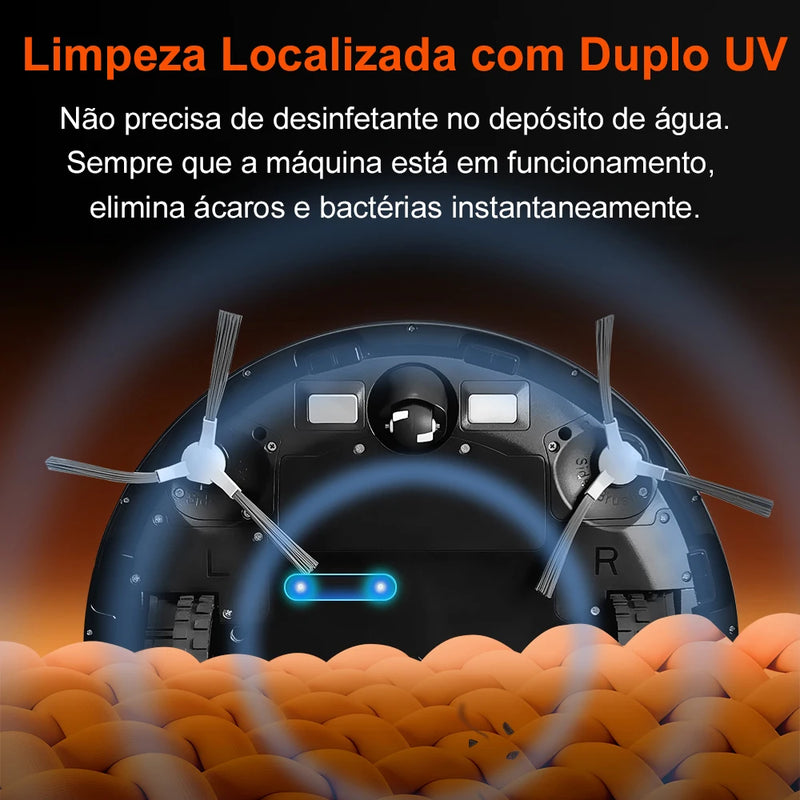 Robô Aspirador de Pó Inteligente ABIR K30 4 em 1 – Varre, Aspira, Passa Pano e Esvaziamento Automático