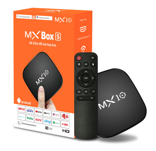 MX10 Android TV Box – Smart Box com Wi-Fi, HDMI 2.1 e Bluetooth | 8GB de Armazenamento e Sistema Android TV