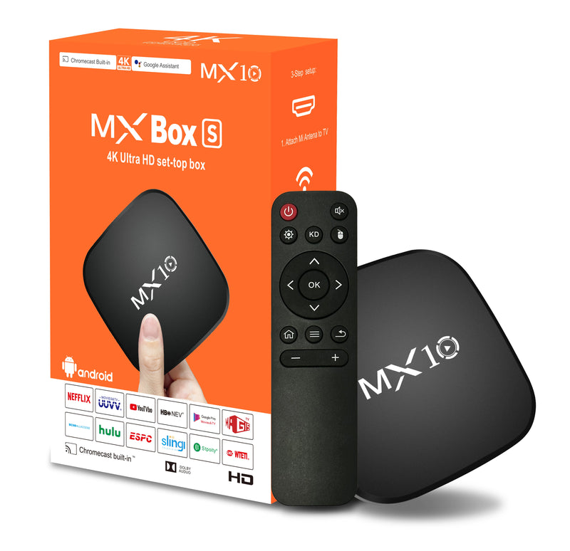 MX10 Android TV Box – Smart Box com Wi-Fi, HDMI 2.1 e Bluetooth | 8GB de Armazenamento e Sistema Android TV
