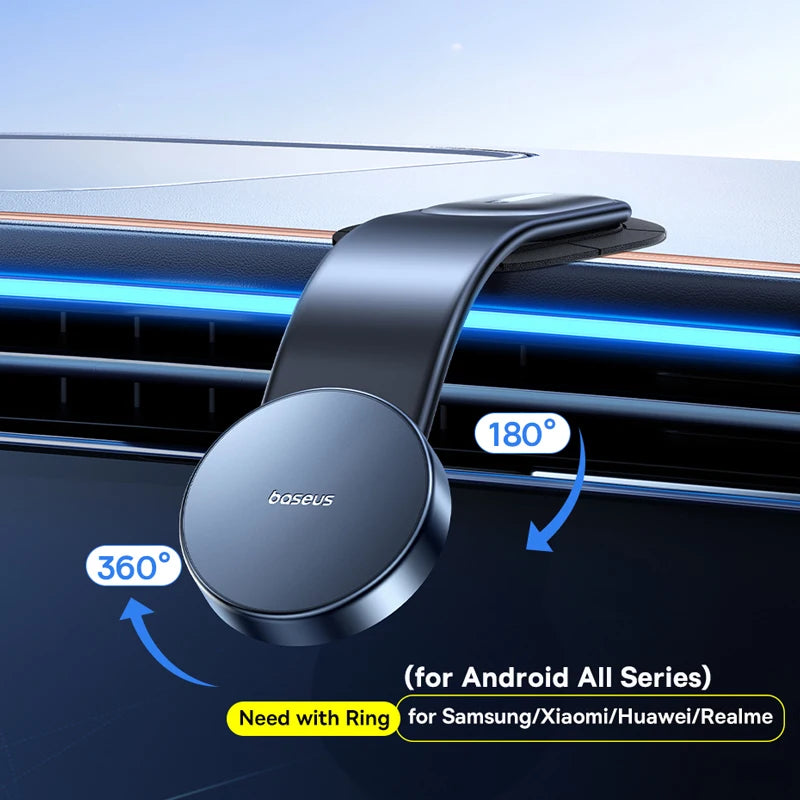 Baseus – Suporte Magnético para Celular de Carro, Fixação Fácil, Compatível com iPhone 13/14/15, Console e Painel