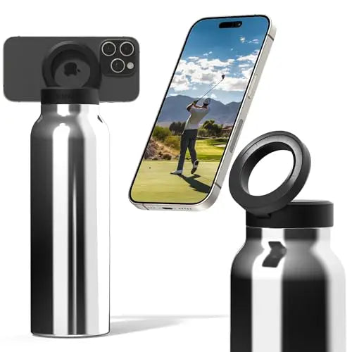 Garrafa Térmica Inox Ringo 2 em 1 – Isolamento 12h + Suporte Magnético para Celular 360°