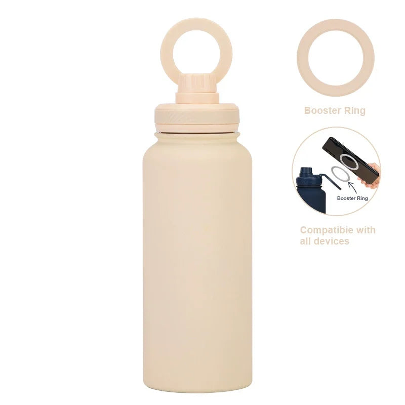Garrafa Térmica PuraCool 1000ml Personalizável – Inox com Suporte Magnético para Celular MagSafe