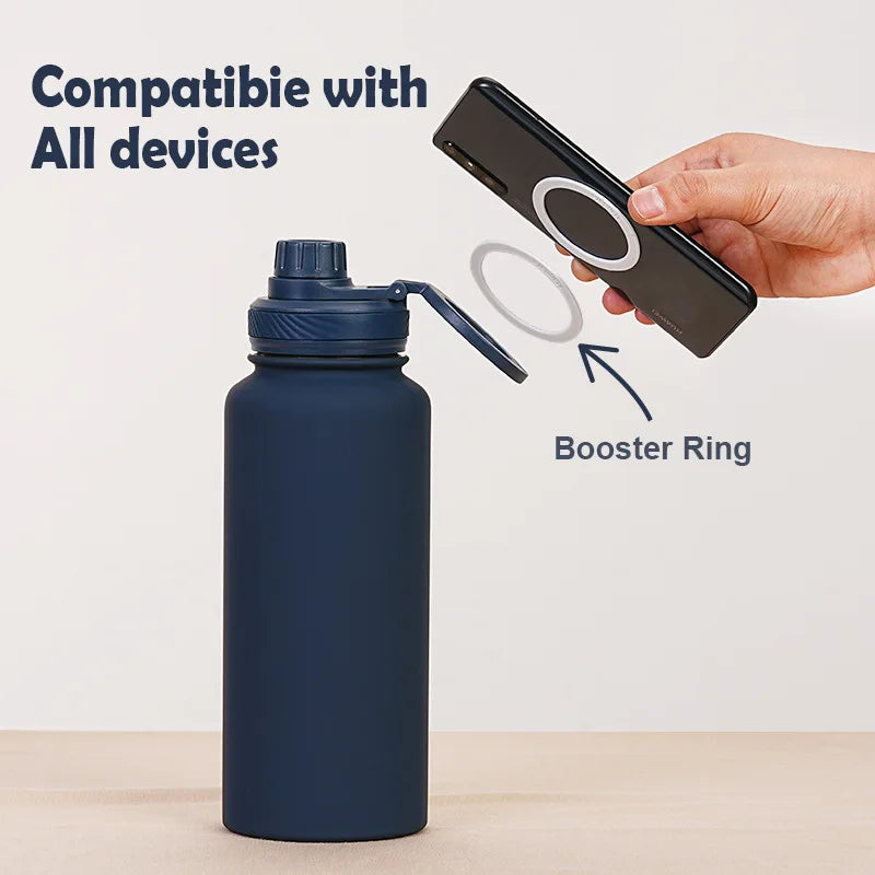 Garrafa Térmica PuraCool 1000ml Personalizável – Inox com Suporte Magnético para Celular MagSafe