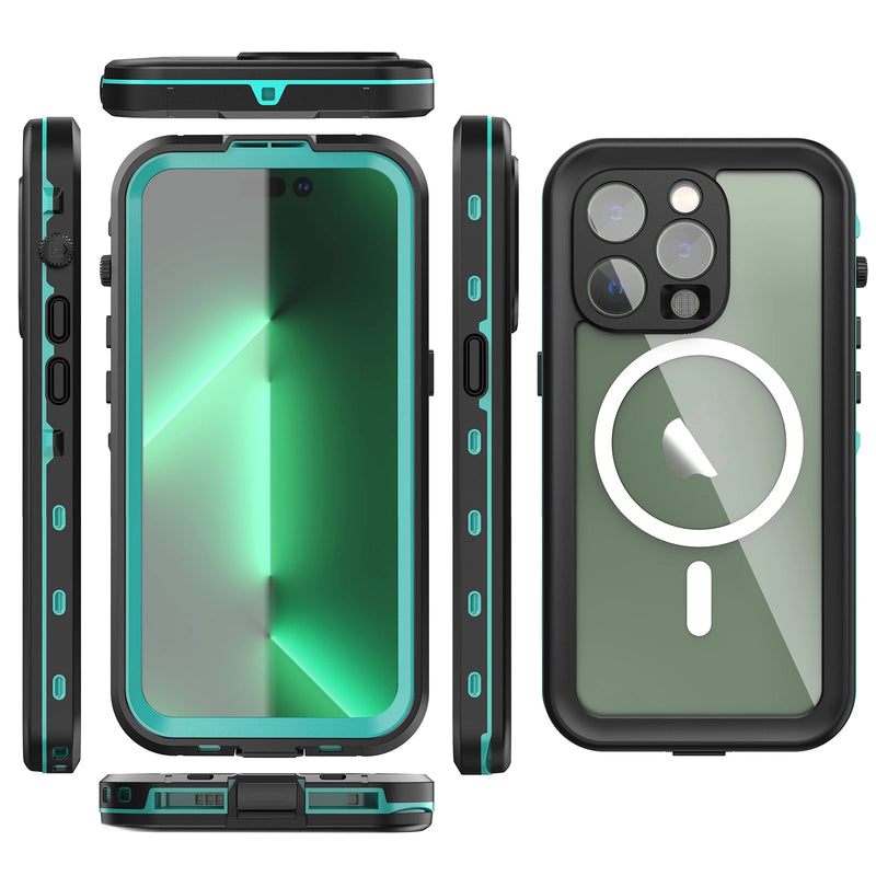 ShellBox – Capa Impermeável IP68 para iPhone, Proteção 360°, À Prova de Poeira, Suporte para Carga Magnética e Mergulho Subaquático