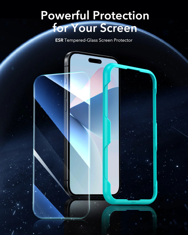 ESR – Protetor de Tela HD para iPhone 14/15/16, Vidro Temperado, Cobertura Completa e Anti-Riscos (Kit com 3)