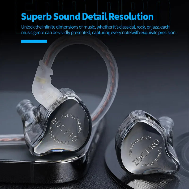 KZ EDC Pro – Fones Intra-Auriculares Hi-Fi com Cabo Destacável, Graves Potentes e Cancelamento de Ruído