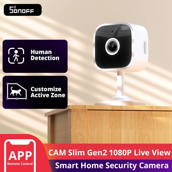 Sonoff Cam Slim Gen2 – Câmera de Segurança Inteligente 1080p, Detecção Humana, Visão Noturna e Rastreamento Automático