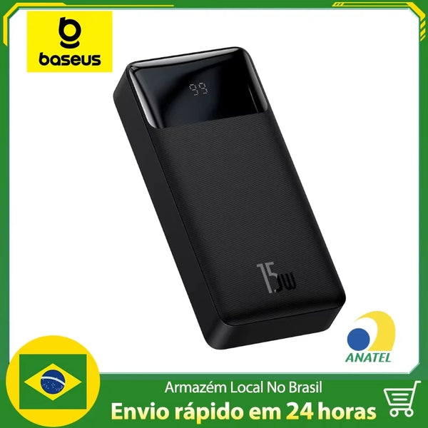 Baseus Power Bank 20.000mAh – Bateria Portátil 15W, Carregamento Rápido, LED Indicador e Alta Densidade de Energia